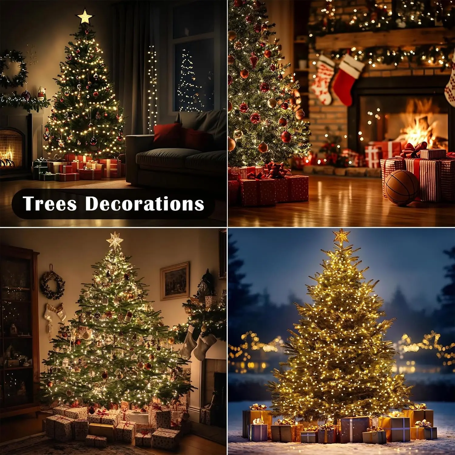 Guirnalda de luces LED navideñas para interior y exterior, 100 m - 3000 LED, Luz decorativa impermeable para árbol de Navidad con control remoto - 4