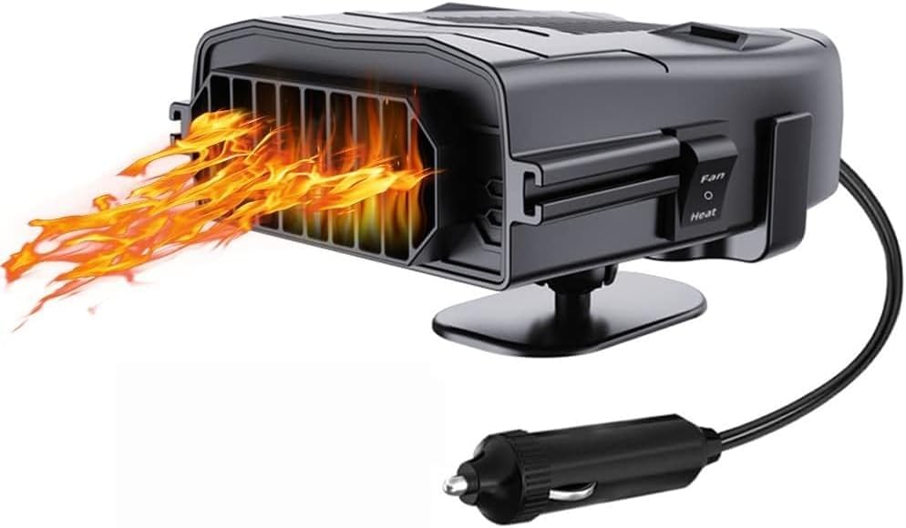 Czarny grzejnik samochodowy, 11,5 x 8,8 cm, 1 sztuka, 12 V, grzejnik samochodowy, odmrażacz, odśnieżacz, odmrażacz szyby samochodowej