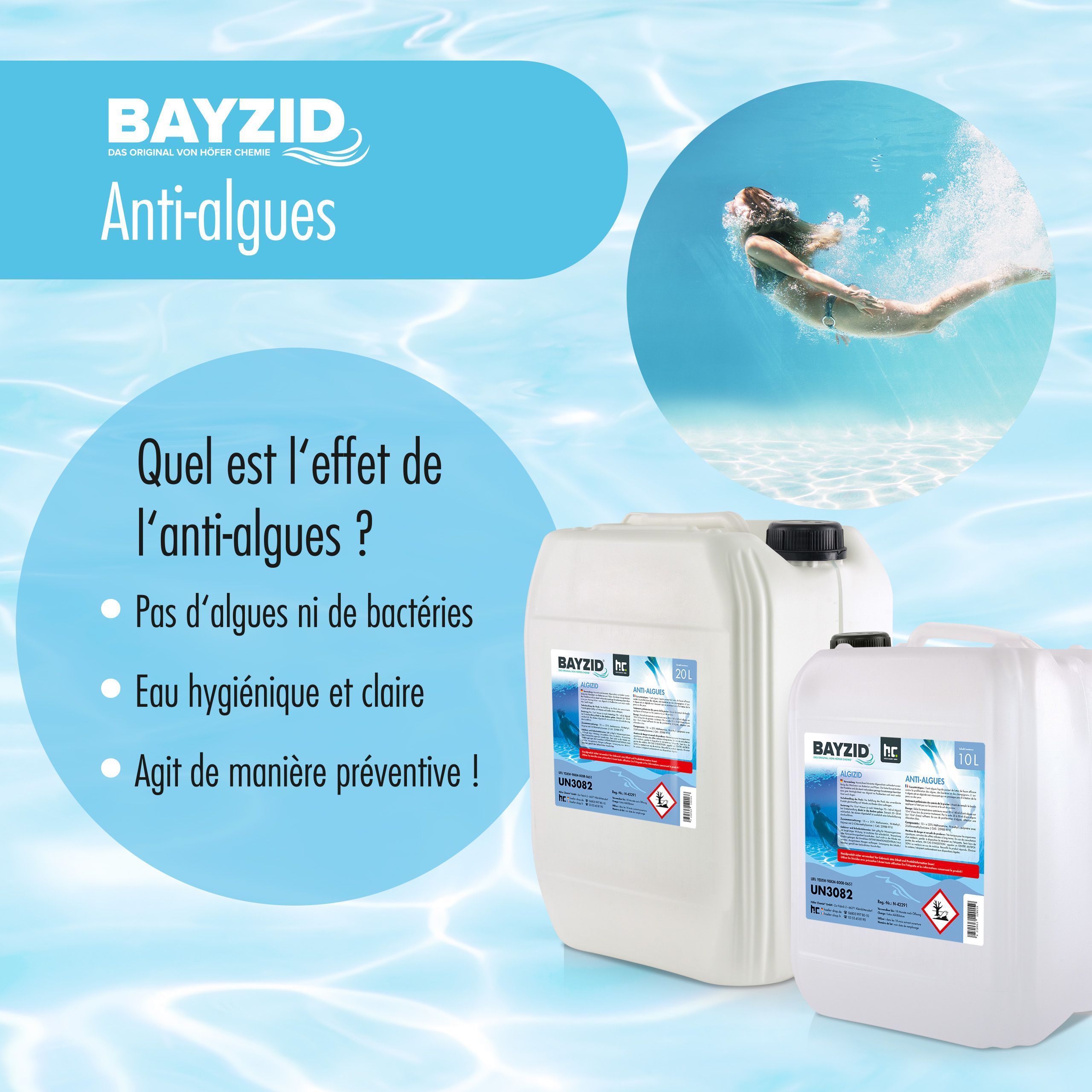 2 x Anti-algues BAYZID® en bidon de 5 L - 5