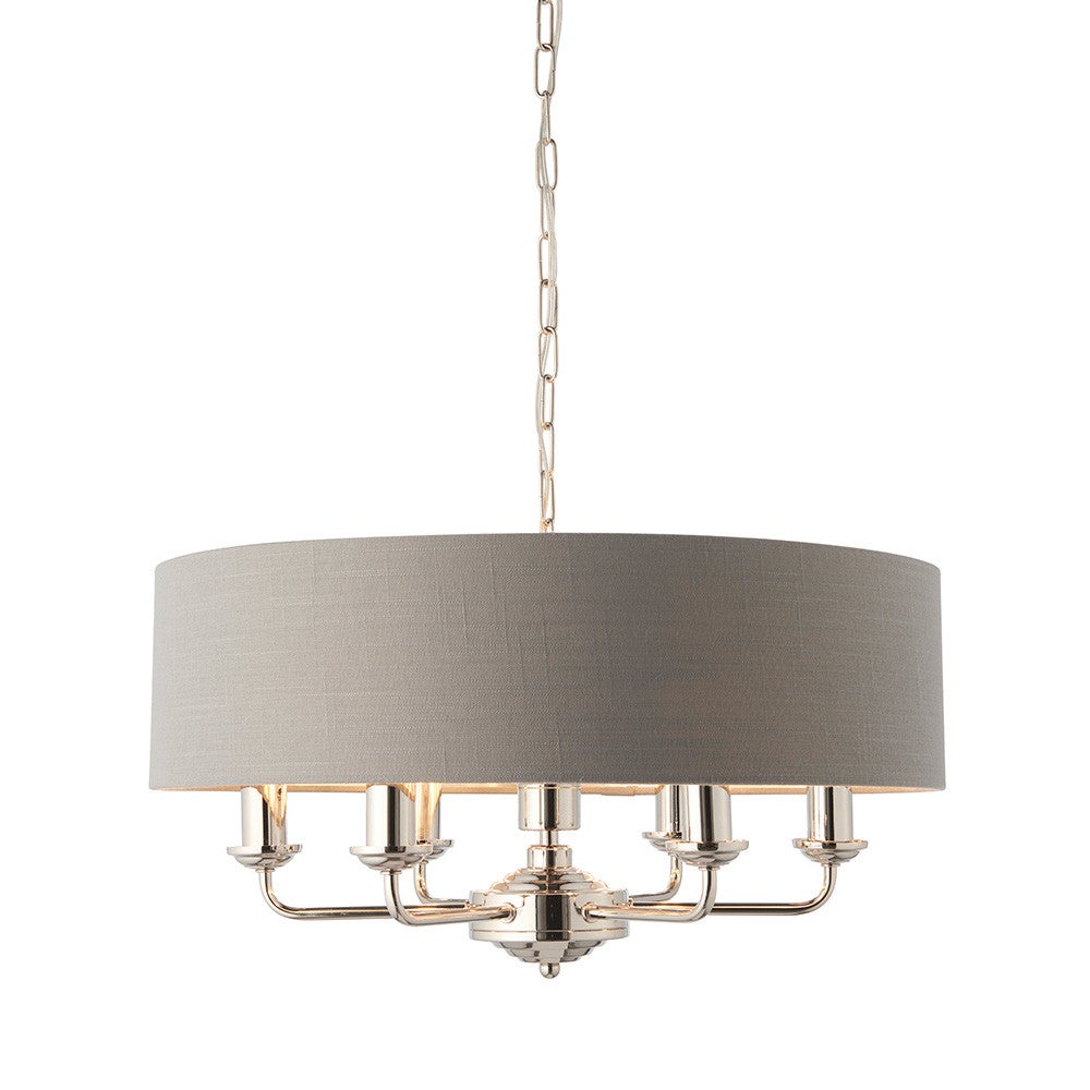 Lampa wisząca HIGHCLERE niklowa 6xE14x15W tkanina wym:174x55x55cm IP20 Endon