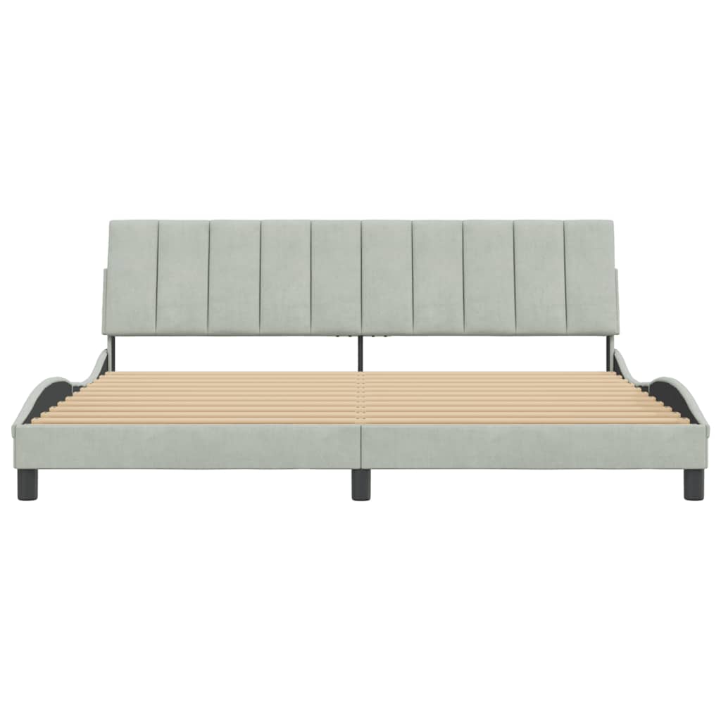 Cadre de lit sans matelas gris clair 200x200 cm velours - 5