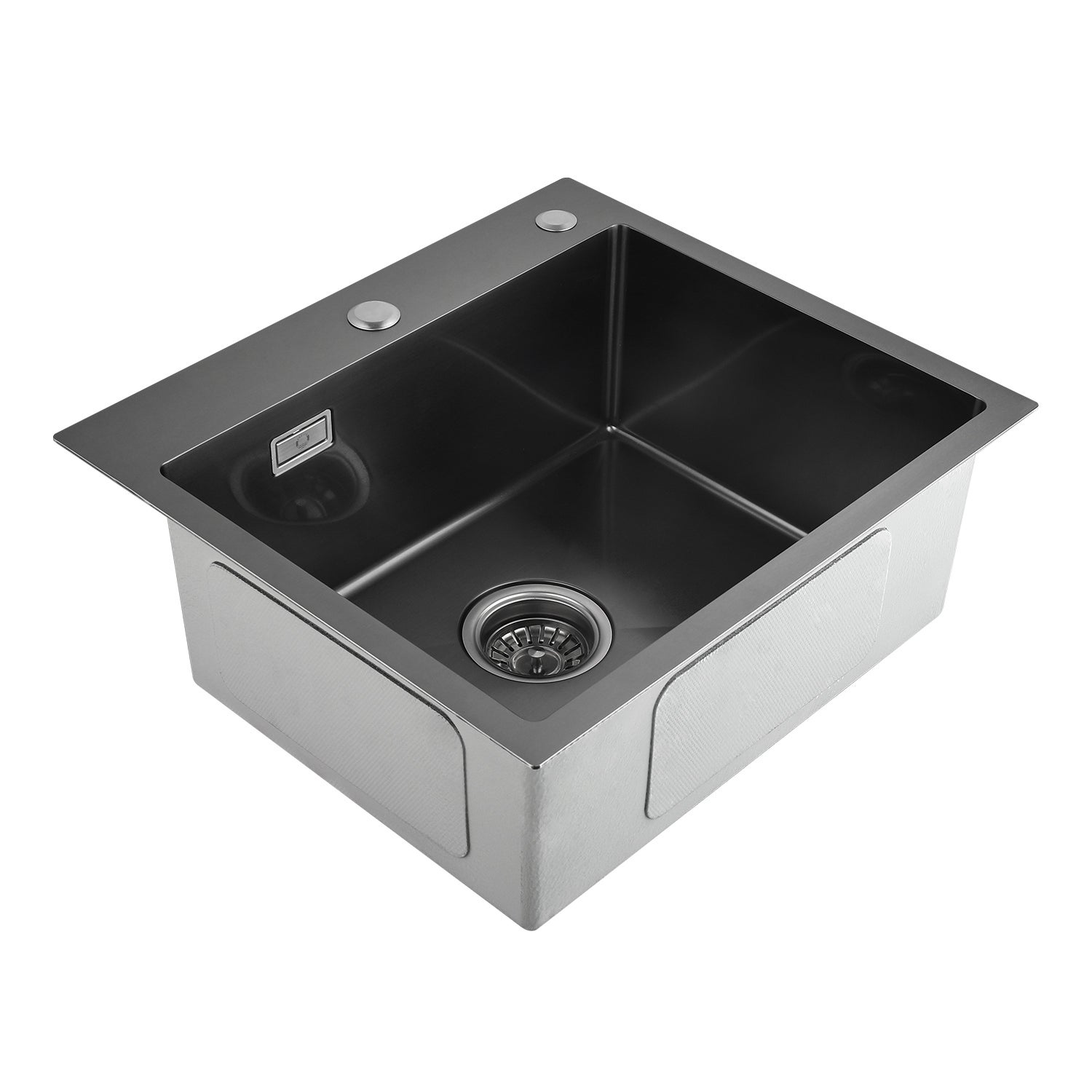 Cecipa max Evier Cuisine 1 Bac Évier Inox 1 Cuve avec Siphon et Trop-Plein Évier de Cuisine en Couleur Noir Anthracite 50×45×18.5CM,EU Modèle - 8