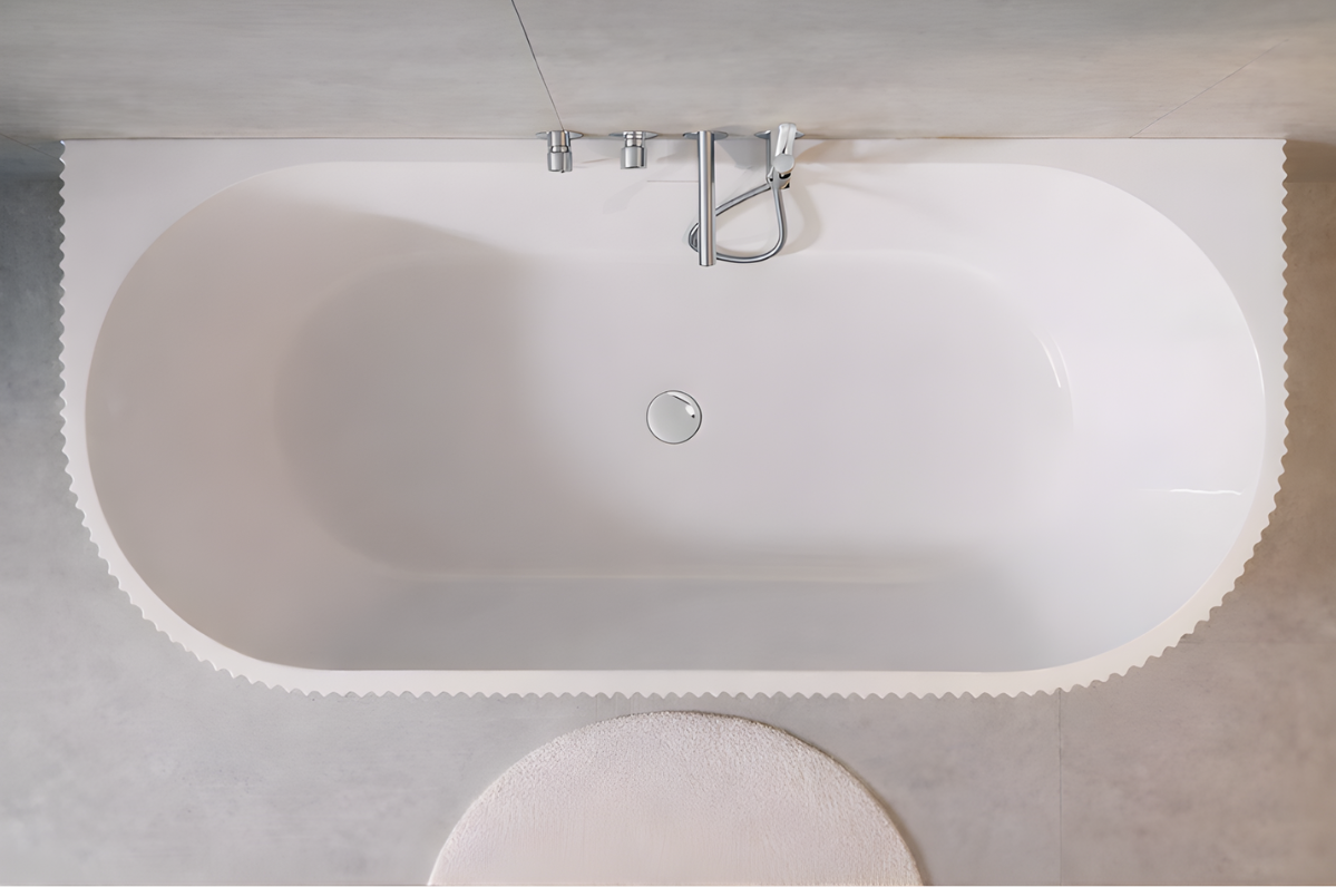 Baignoire îlot avec vidage – 160 x 75 cm – Blanc brillant rainuré – BELLA - 4
