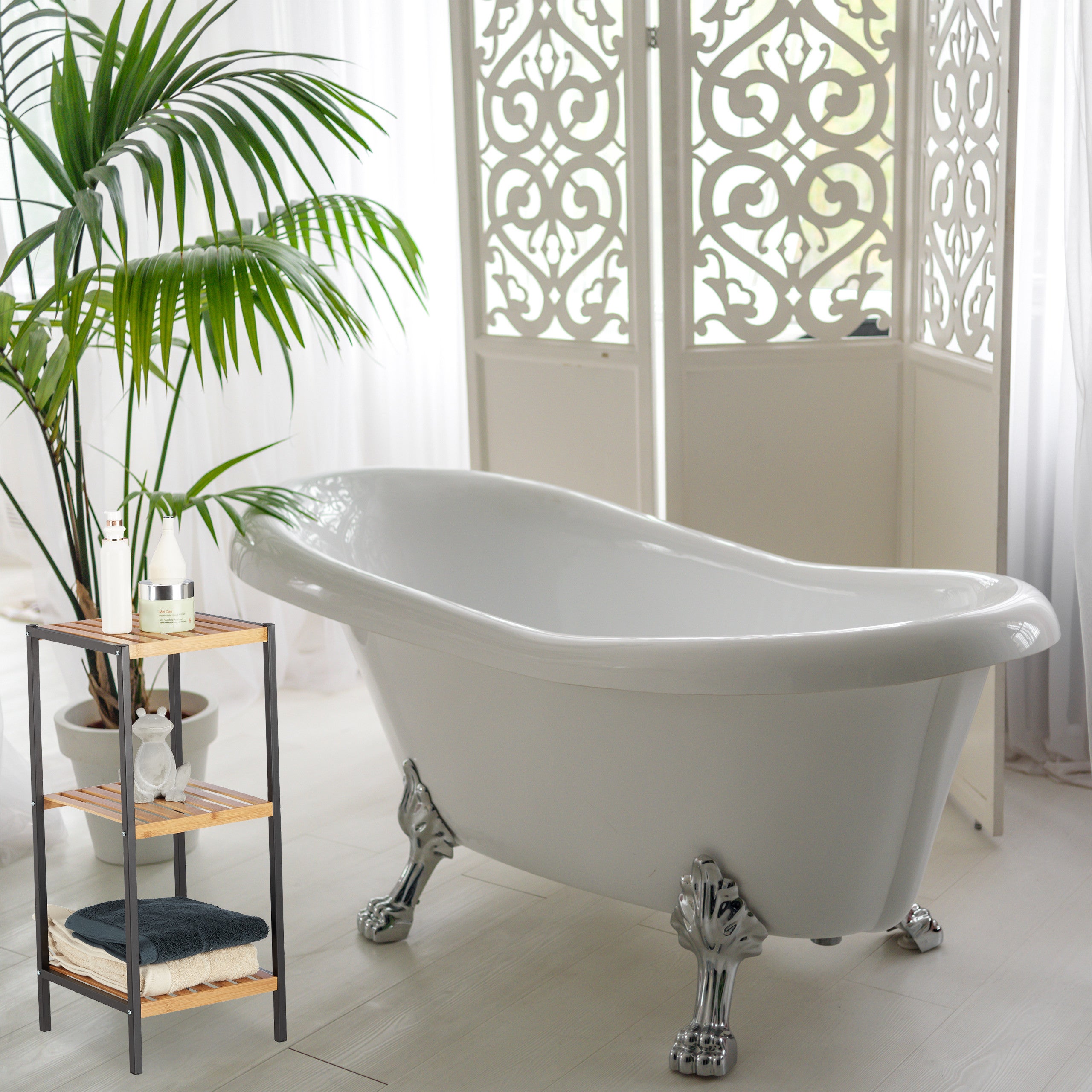 Relaxdays Scaffale Da Bagno In Bambù 7 Ripiani – Mobile Alto E Stretto 180x44x33 Cm – Per Bagno, Cucina, Dispensa – Marrone Naturale