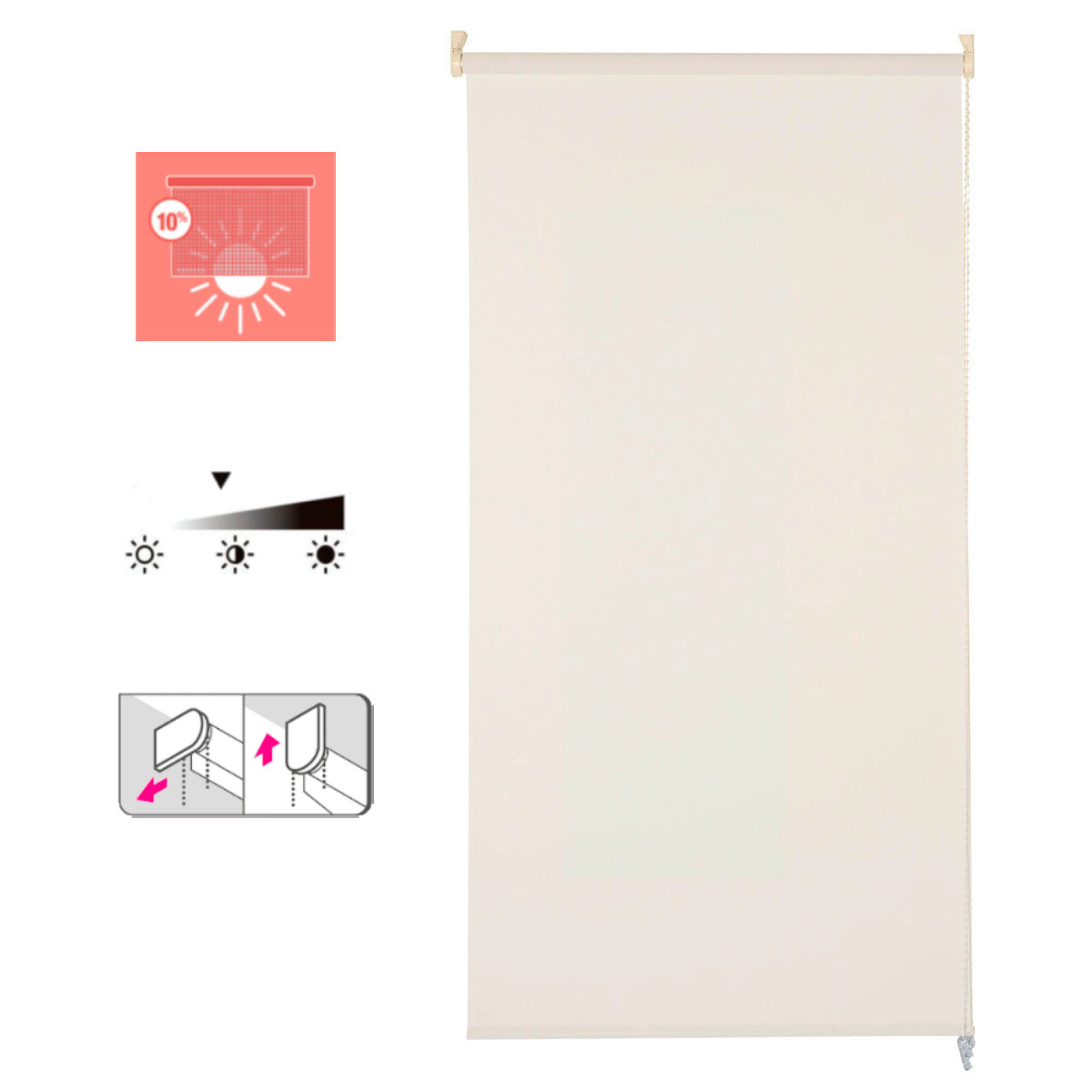 INSPIRE - Store enrouleur screen - l.45 x 190 cm - WHITE LINEN - Beige clair - 4