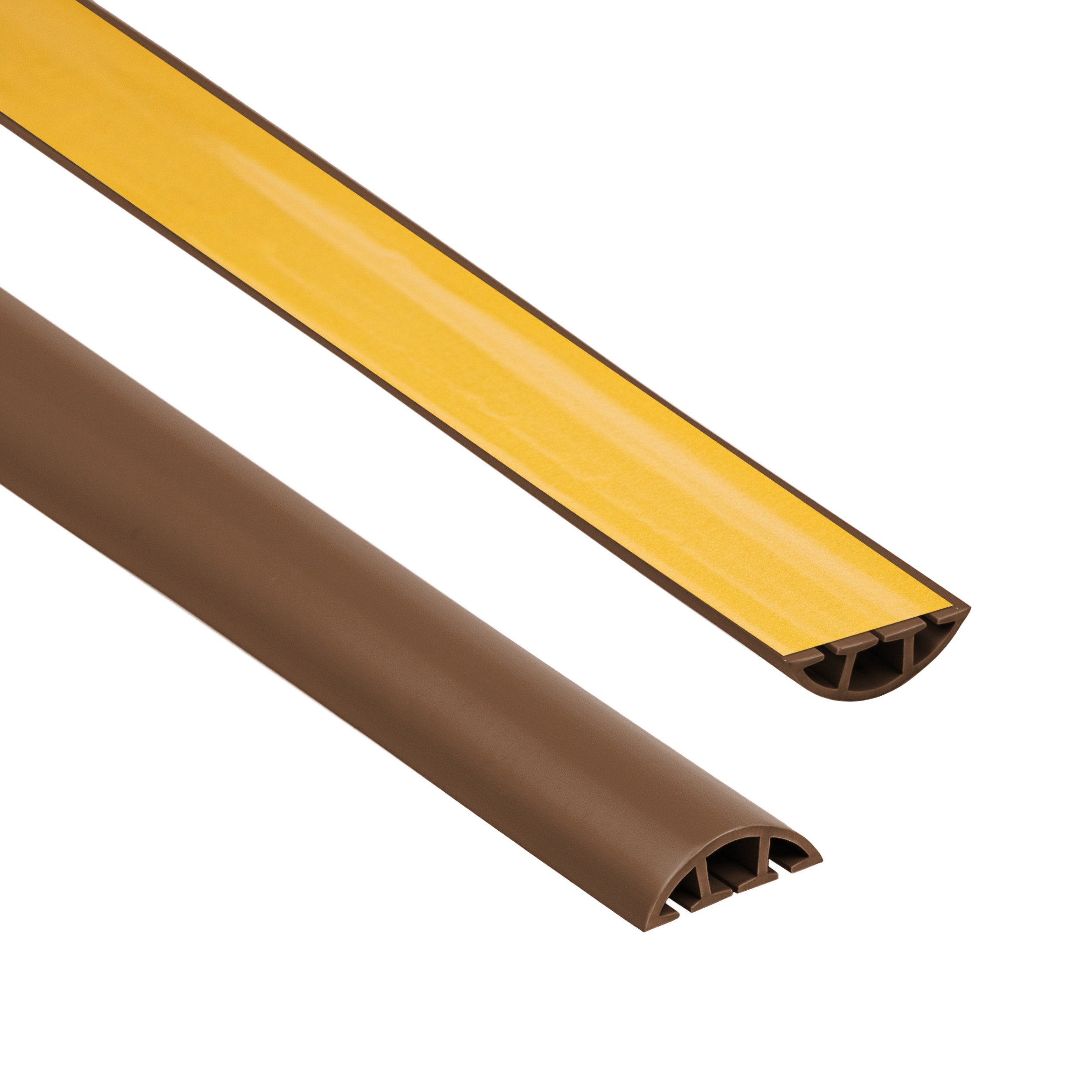 Kanał kablowy PVC samoprzylepny na podłogę 40 mm - osłona kabli 3-kanałowa, półokrągła - 2m, brąz