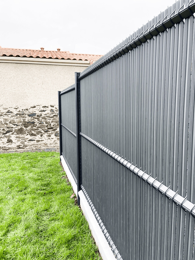 Kit occultant rigides - Lg 2m50 x Ht 1m53 - pvc - gris anthracite - compatible grille Natérial - brise vue - maille 200x55mm