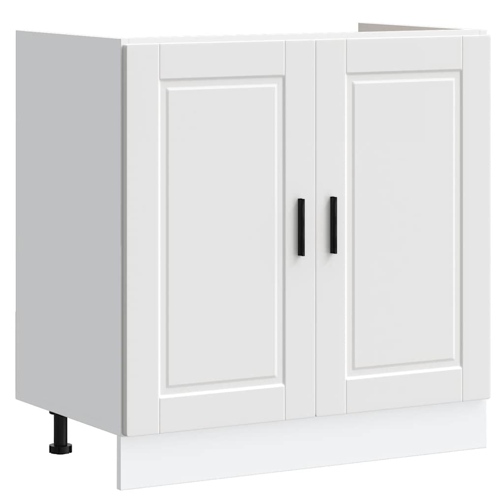 Meuble Sous-évier Cuisine Blanc 80x46x81,5 Cm – Bois Ingénierie, Pieds Réglables