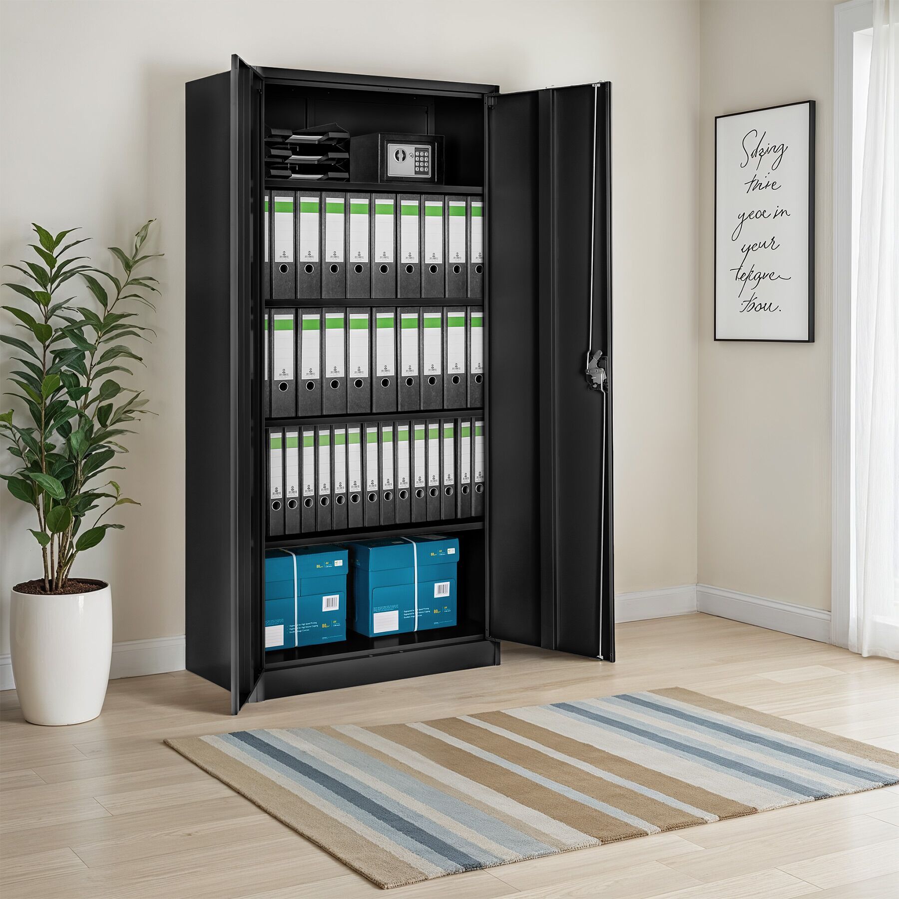Armoire en métal verrouillable, étagères réglables, noir 180 x 90 x 40 cm TECTAKE - 2