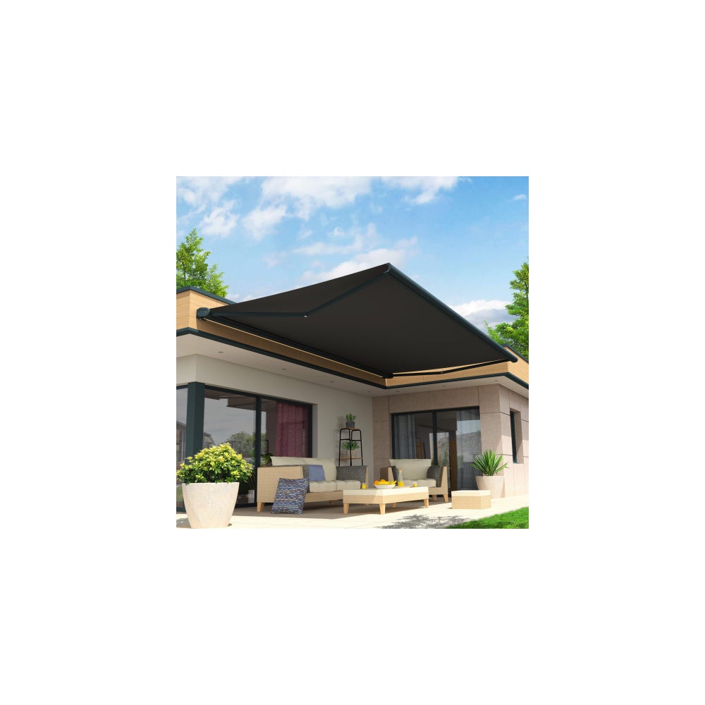 Toldo cofre arizona 5 x 3 m motorizado con mando a distancia y sistema de emergencia (ses128 - gris)