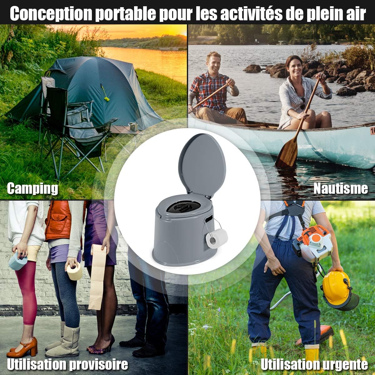 Toilette Portable pour Camping Extérieure Charge 200KG - 4