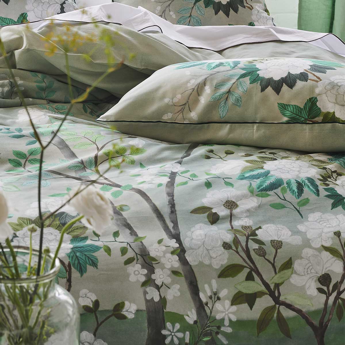 Housse de couette imprimée en satin de coton, Fleur Orientale - 3