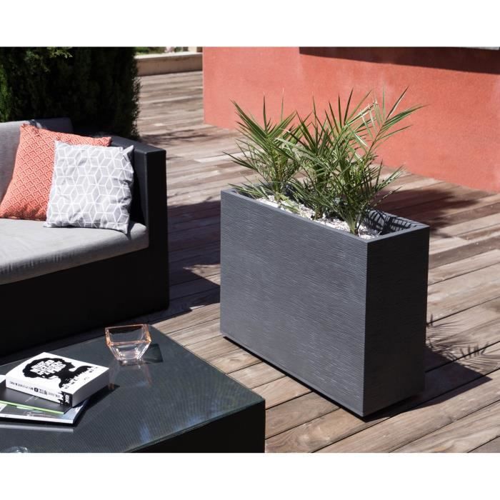 Jardinière rectangulaire Graphit - 78,5 x 29,5 x 60 cm - 46 L - Gris anthracite - Eda - 8