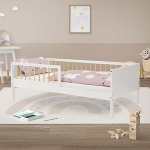Kids Collective Letto A Forma Di Auto Della Polizia Per Bambini 80x160 Cm Con Protezione Anticaduta - Lettino Da Gioco In Legno MDF