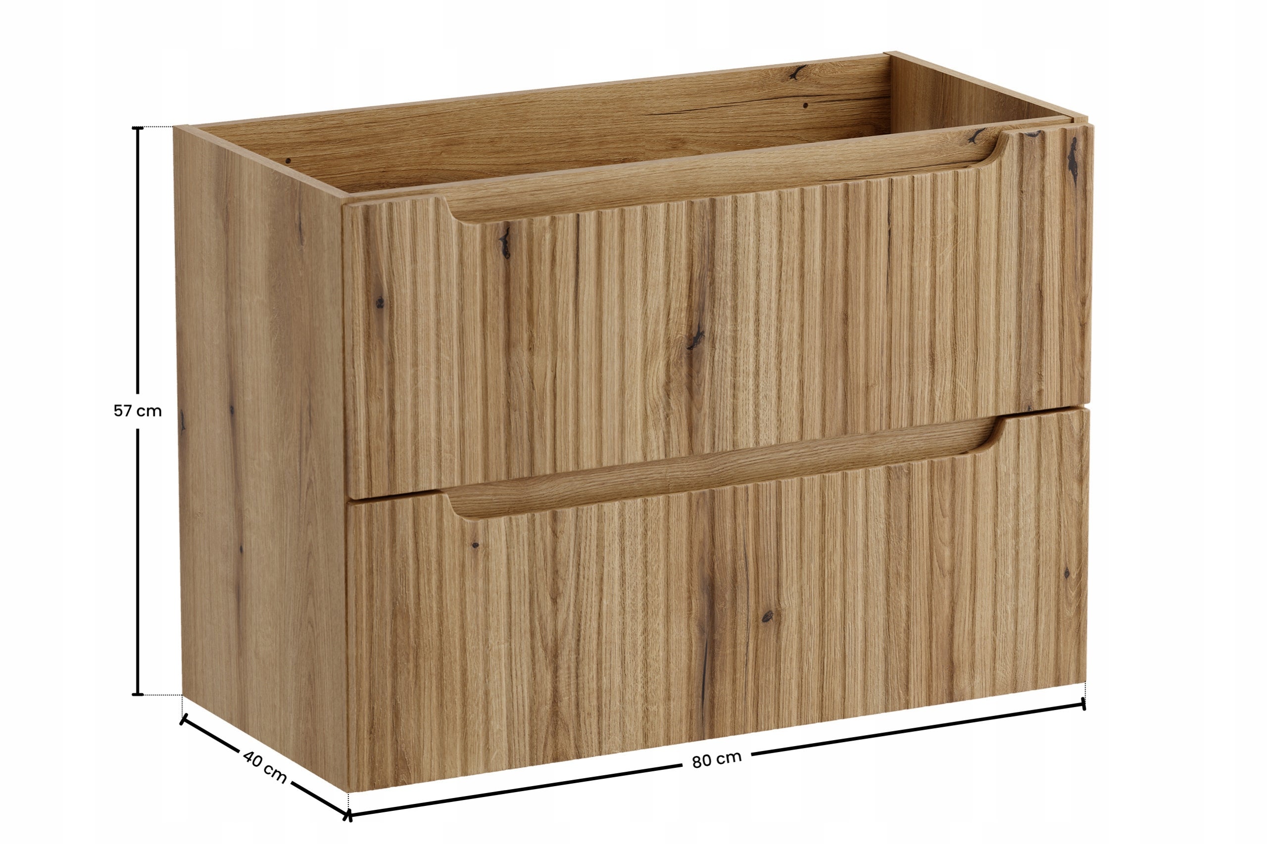 Szafka łazienkowa Nova Coast Evoke 80 cm dab 2 szuflady ryflowana - 5