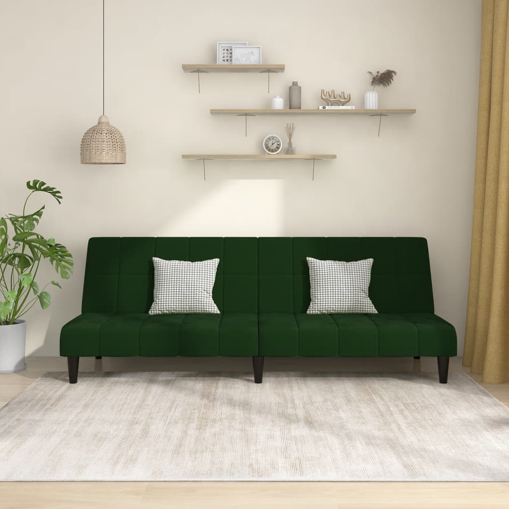 Canapé-lit | Lit simple | Canapé convertible à 2 places vert foncé velours CFW13889 - 2