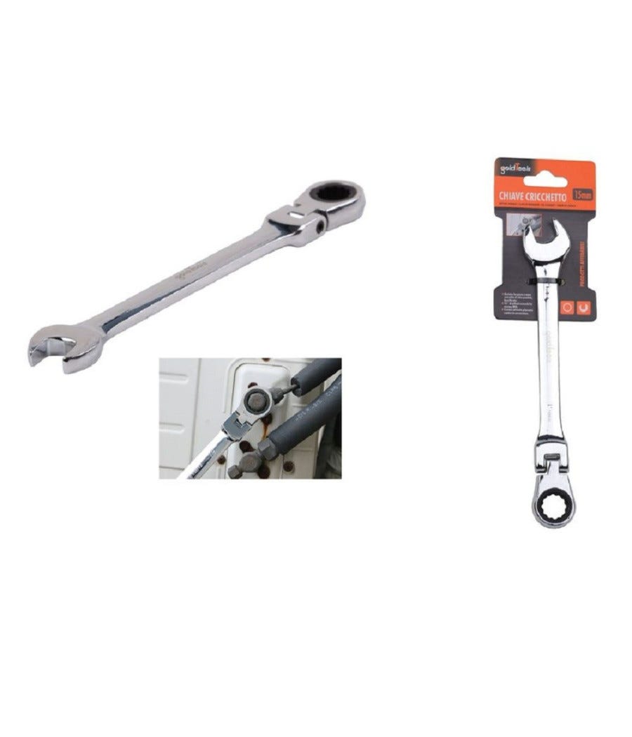 Chiave Combinata 27mm A Cricchetto Con Testa Snodabile - Chrome Vanadium - Foto 11