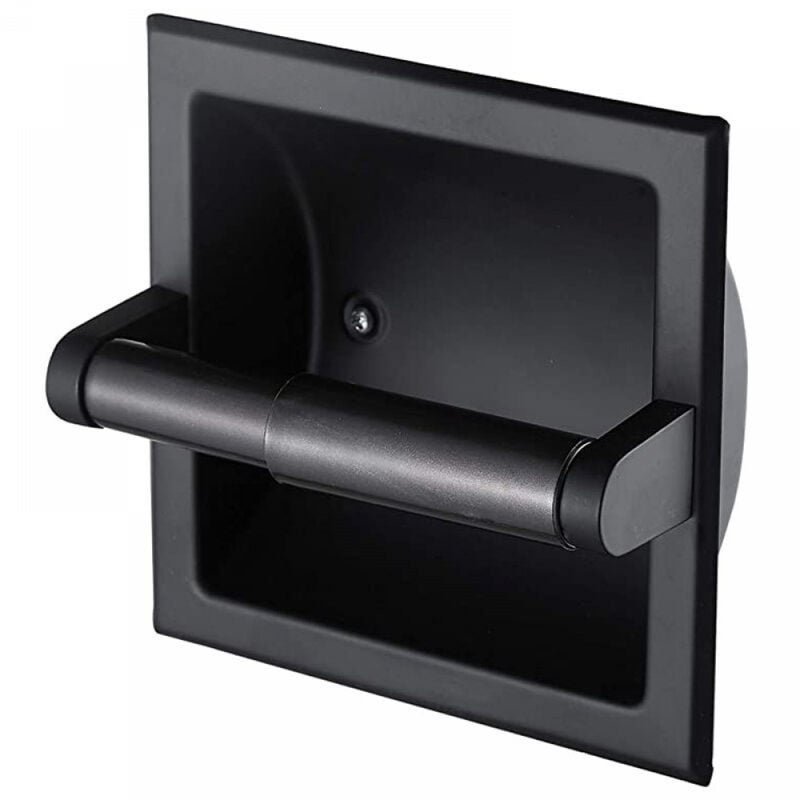 Matowy czarny uchwyt na papier toaletowy, 1 sztuka, wpuszczany dozownik papieru toaletowego do łazienki z tylnym uchwytem montażowym
