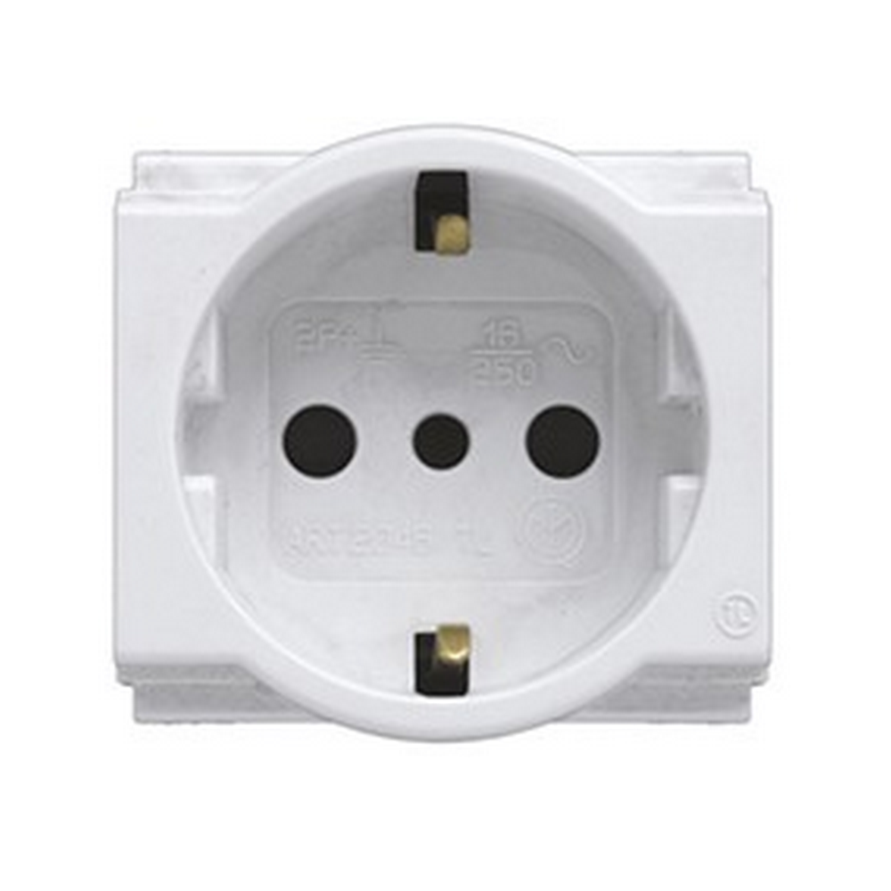 Presa Unel di Sicurezza 2P+T.Std It/D 10/16A Bianco compatibile con Bticino Living Classic - Feb Elettrica - 2