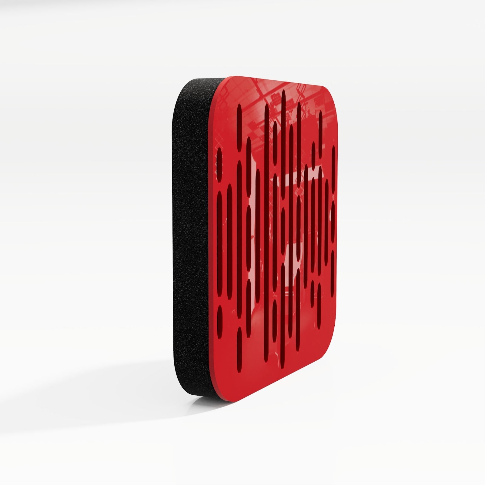 Lot de 8 Mini-Panneaux acoustiques insonorisants WAVE-D 23x23x3 cm - 0,42 m² surf.totale -Plastique perforé et mousse acoustique -Rouge brilliant - 3