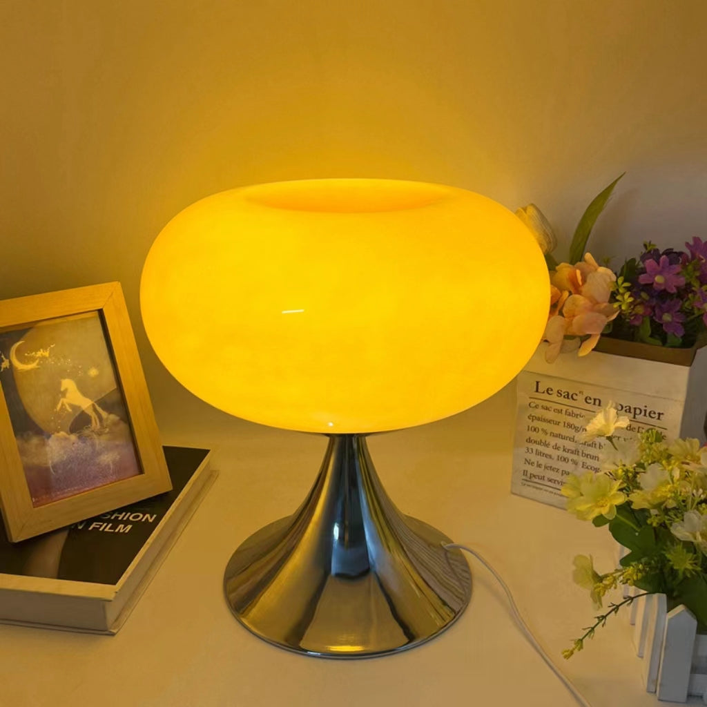 Lampe de table décorative en verre - lampe de table moderne avec interrupteur USB, lumière chaude, couleur orange, adaptée à la chambre et au salon - 2