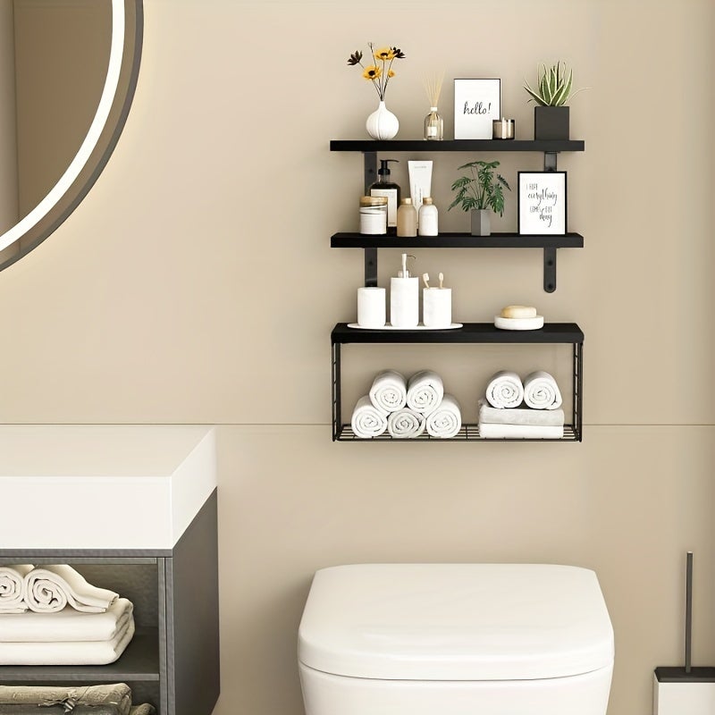 Étagère Salle De Bain Murale Métal Chromé - 2 Tablettes Et 2 Porte-Serviettes - 45x25.5x55 Cm - Rangement Pratique