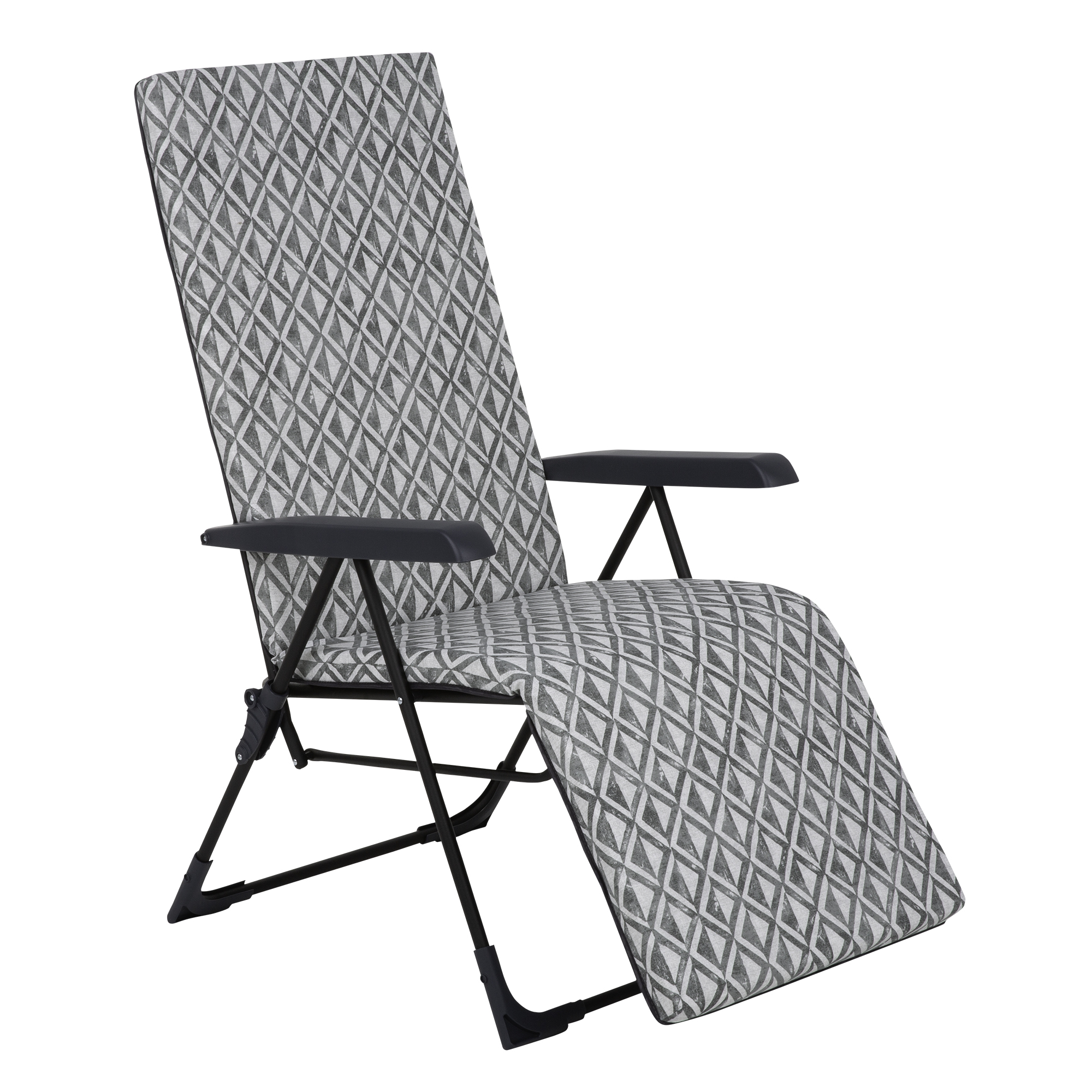 Fotel ogrodowy rozkładany z podnóżkiem w kolorze jasnoszarym Barletta Plus Black Edition PATIO