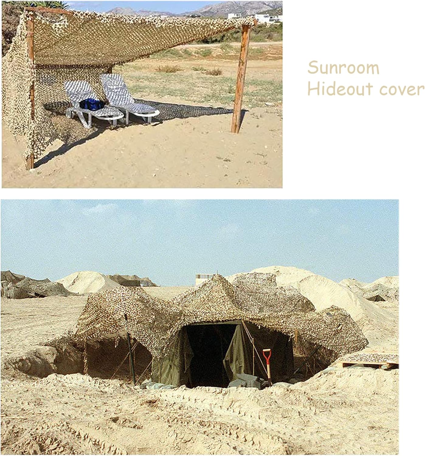 Filet de Camouflage Sable - Filet d’Ombrage Extérieur Résistant - Haut de Gamme - Protection Solaire & Voile d'Ombrage Anti-UV - Terrasse, Pergola, - 10