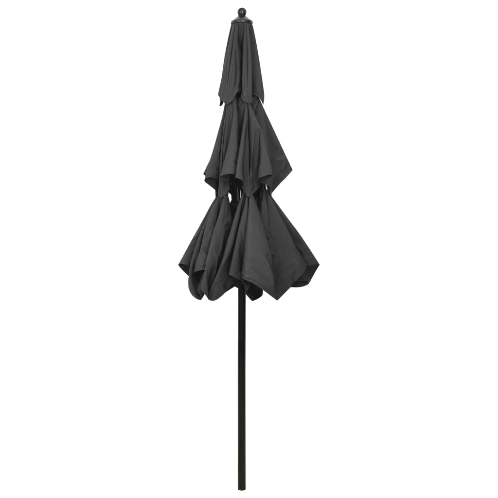 Maison Exclusive - Parasol de jardin à 3 niveaux avec mât en aluminium anthracite - 9
