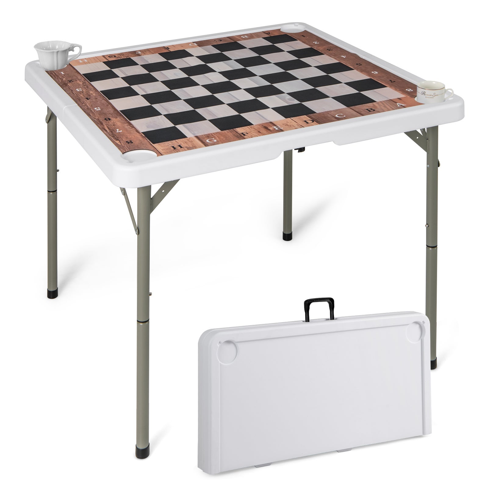 Échiquier Pliable Tournoi Adulte – Tapis De Voyage Léger Cuir PU 34x34 Cm – Jeu D’Échecs & Dames Portable – Cadeau Famille
