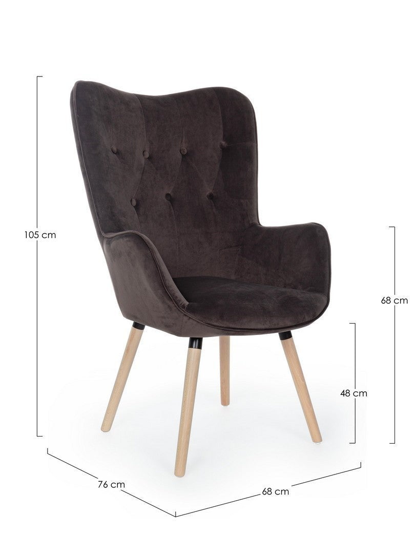 Fauteuil velours velours Juliet vert forêt - 2