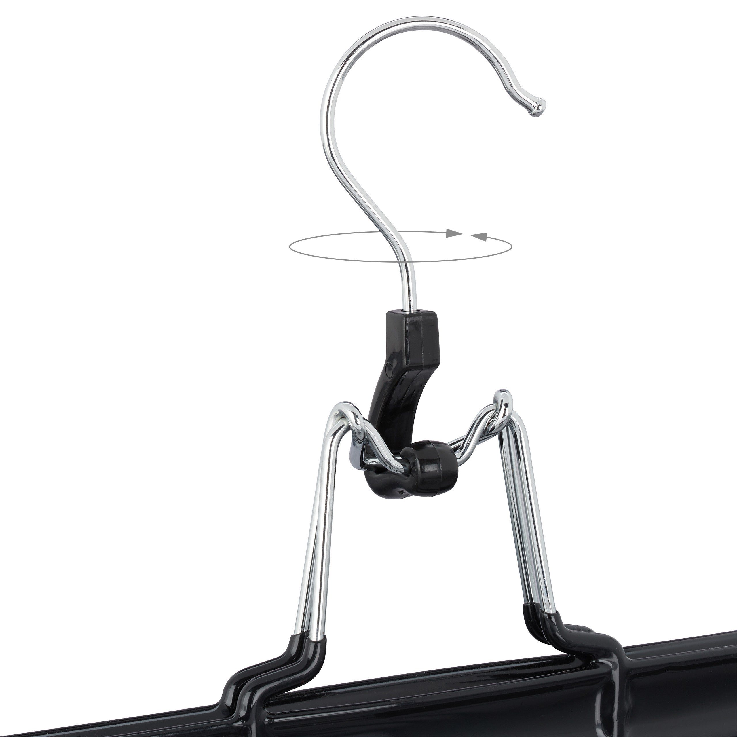 Cintres-pinces, lot de 30, pour pantalons et jupes, en métal, pinces, caoutchouc, crochet rotatif 360°, 26 cm, noir - 6