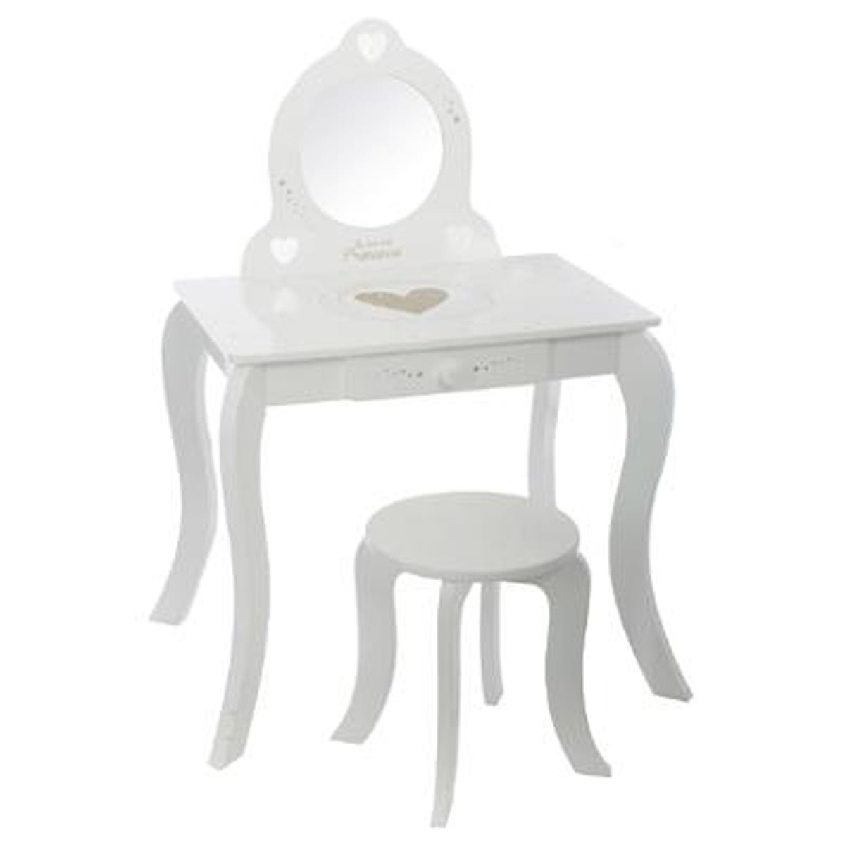 Coiffeuse Enfant Bella Atmosphera – Blanc, Dimensions 60.7x42x89.2 Cm, Avec Miroir Et Tabouret - 10