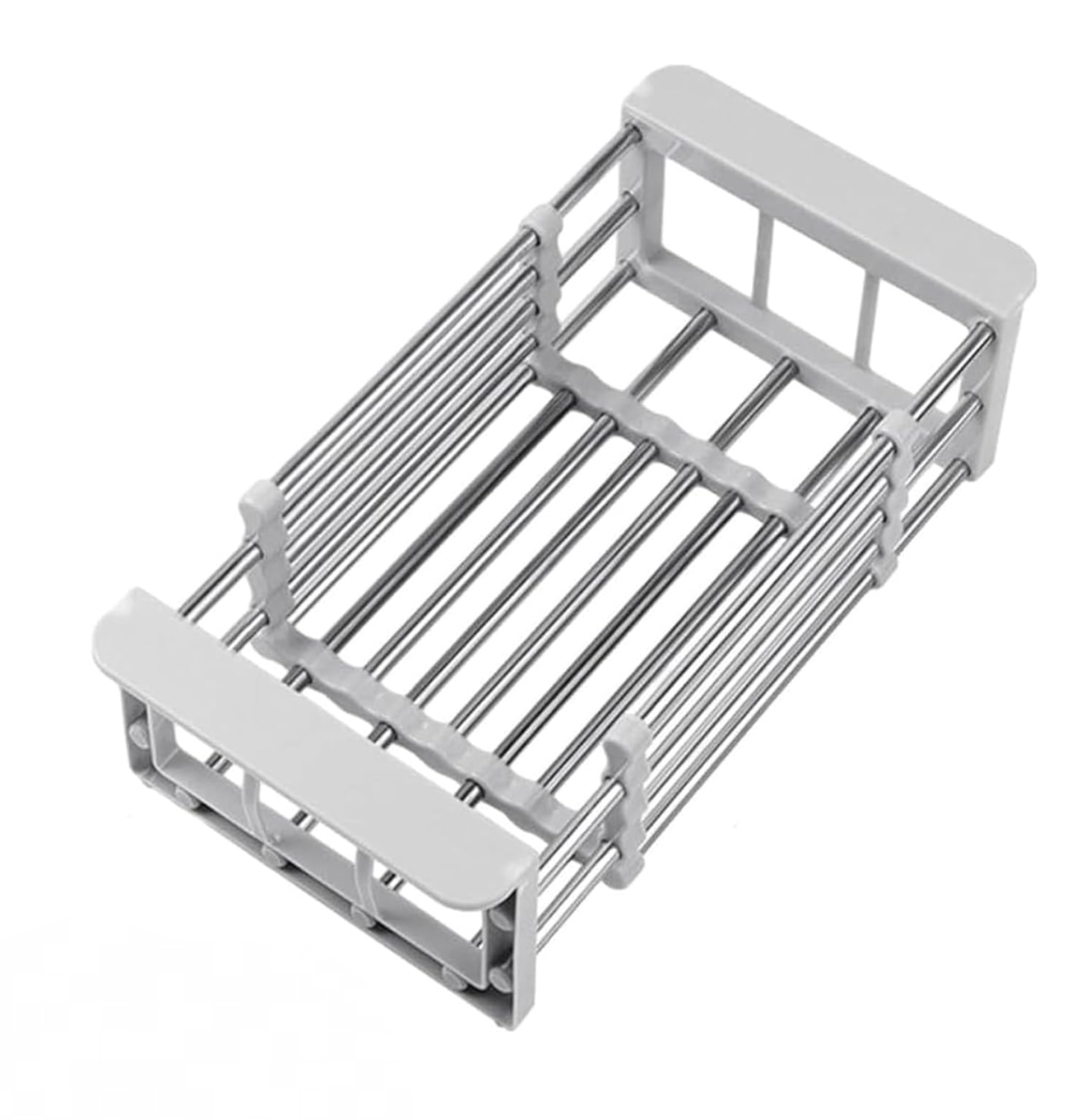 Rozkładana suszarka do naczyń ze stali nierdzewnej do zlewu, szara, 16,8 cm szerokości