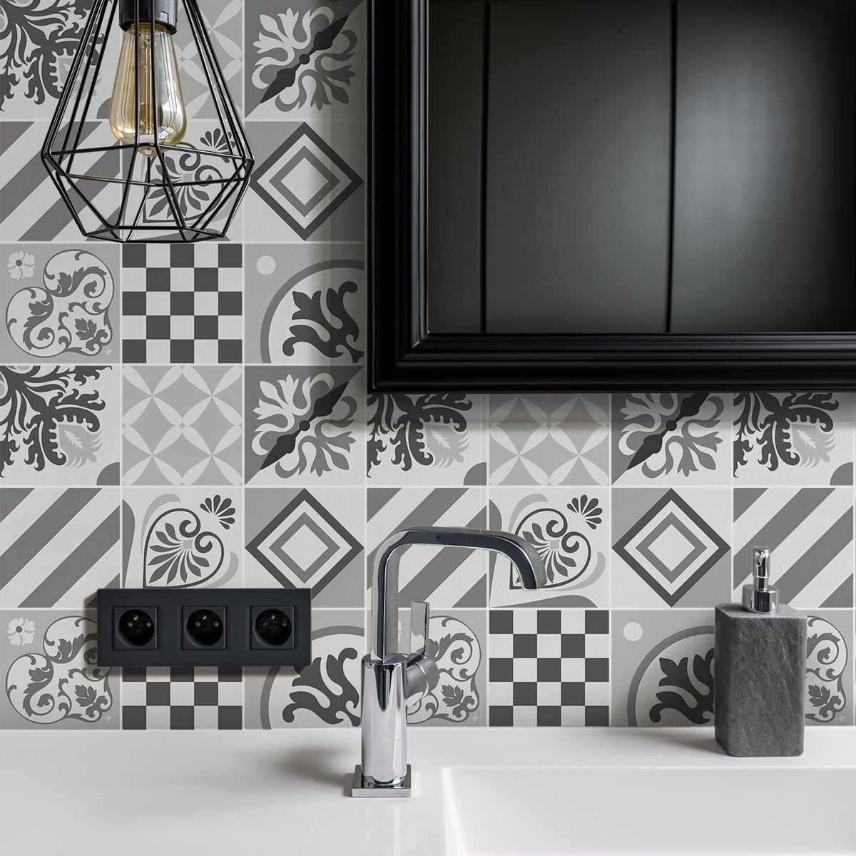 9 adesivi piastrelle di cemento azulejos ranlidla - Sticker adesivo - adesivi murali - 9stickers20x20cm - 3