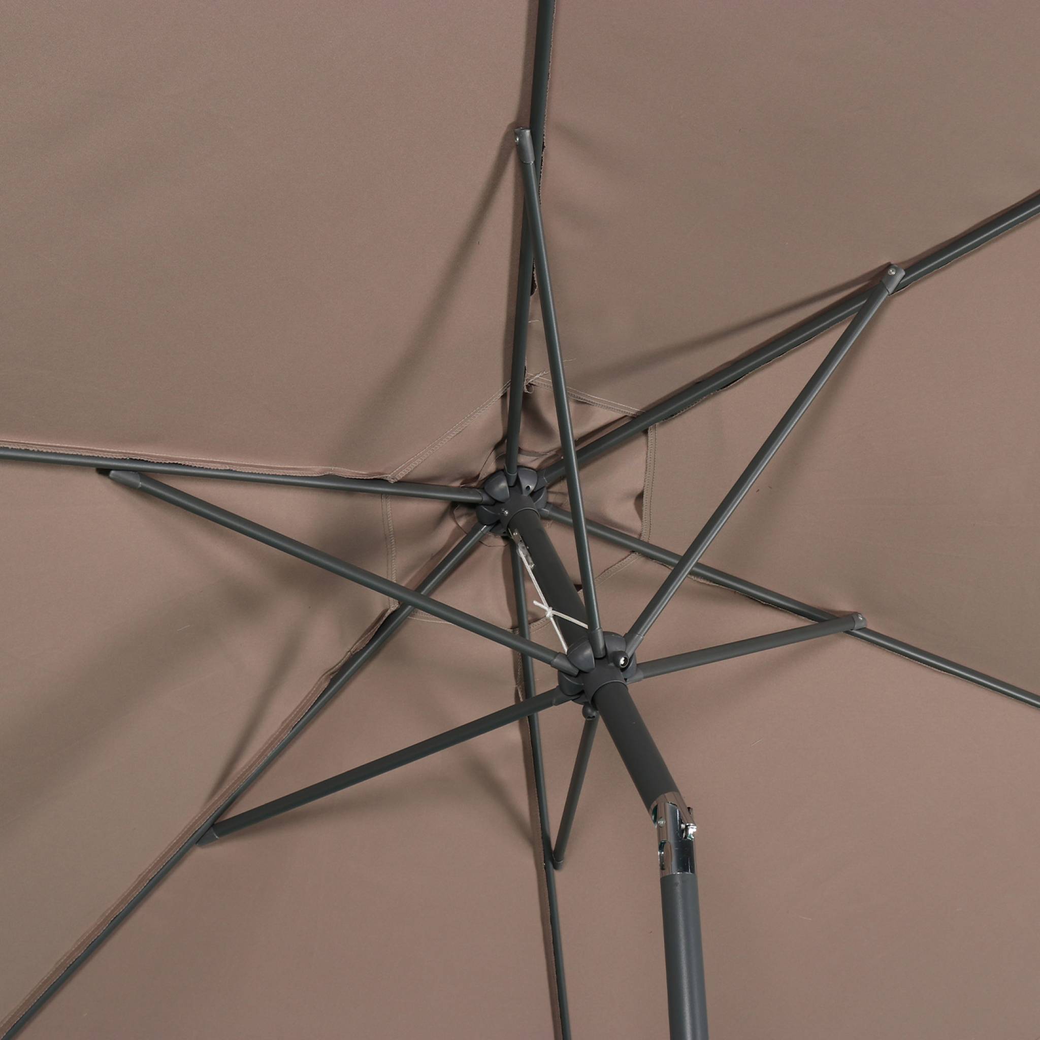 Parasol droit rond Ø300cm - Touquet Taupe - mât central en aluminium orientable et manivelle d'ouverture TOUQUET - 5