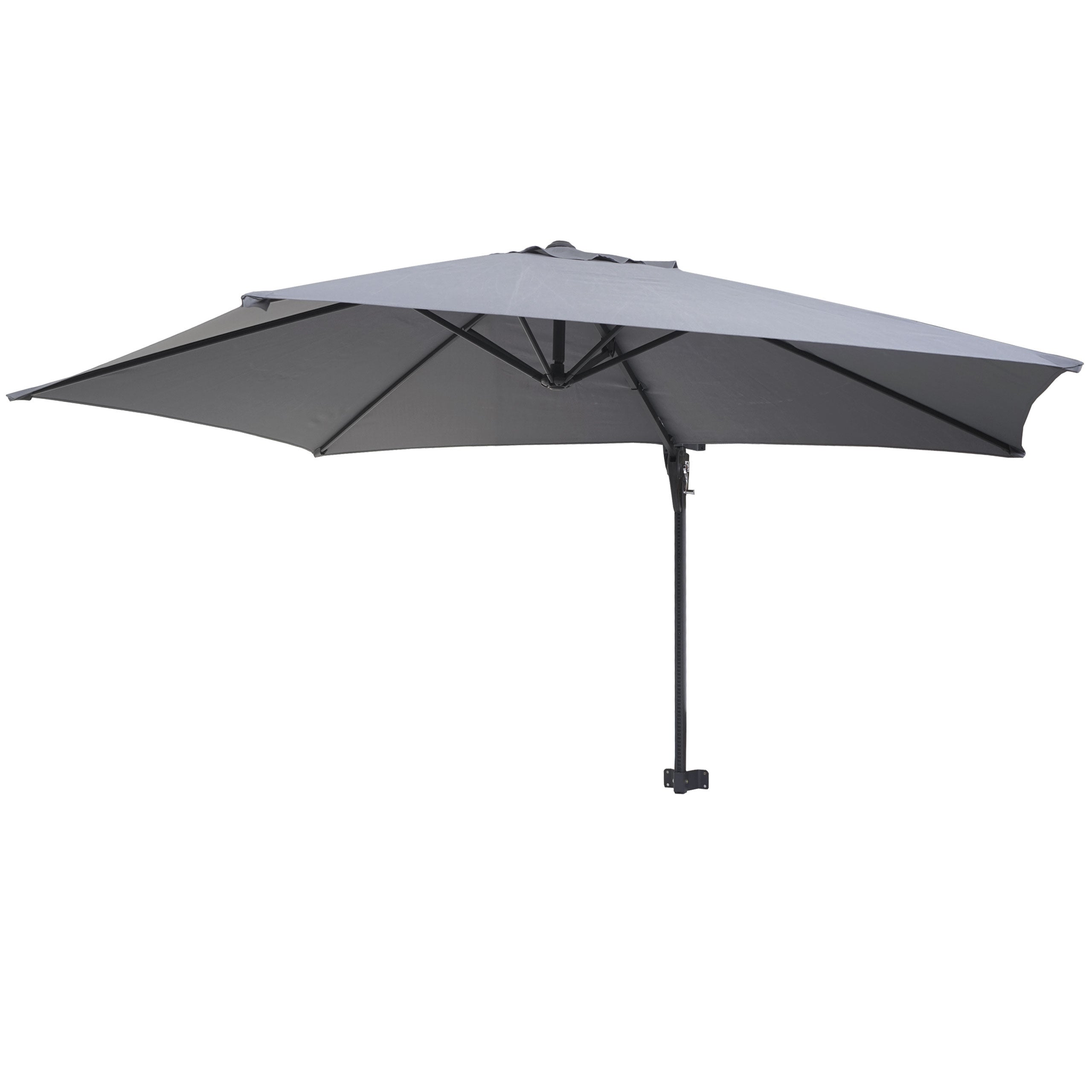 Parasol ścienny Casoria, parasol wiszący, parasol balkonowy, parasol przeciwsłoneczny, 3 m, odchylany, poliester, aluminium/stal 9 kg ~ szary