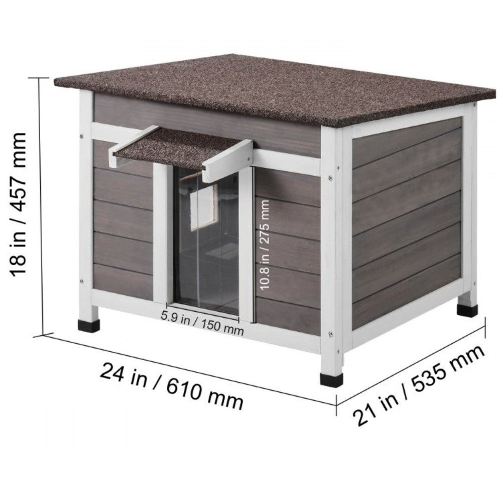 Casa abrigo gatos madeira exterior inverno 600x530x465mm TEKMAQUINAS - 3
