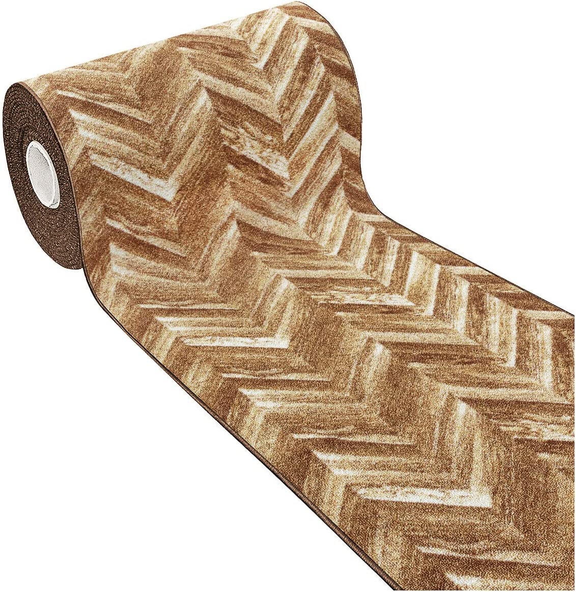 Alfombra de cocina 57x240 cm tejido plano antideslizante pasillo de baño efecto parquet marrón
