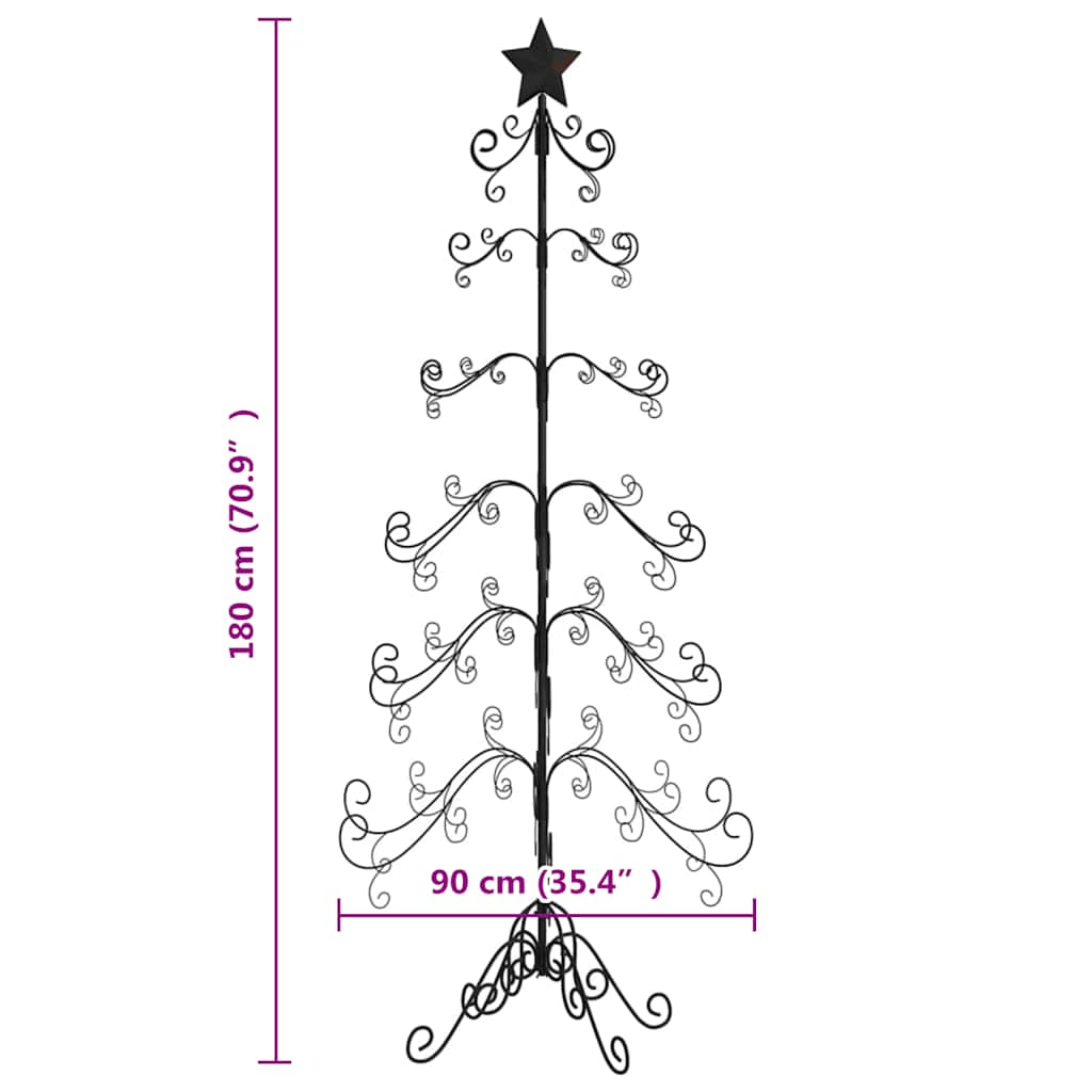 Árvore de natal para decoração metal preto 180 cm - COMFORTXL - 8
