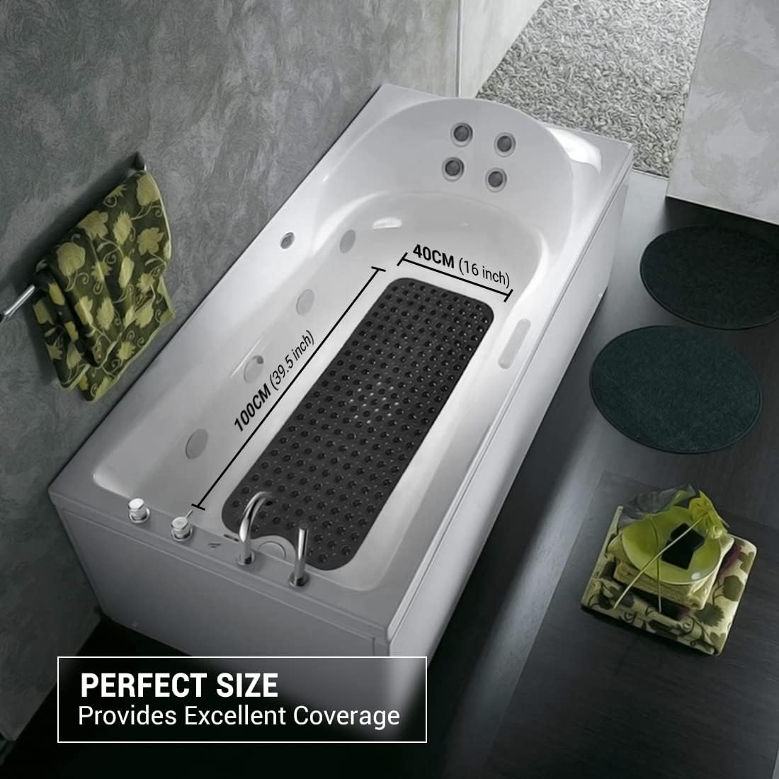 Tapis De Bain Antidérapant 40x100 Cm Avec Ventouses Puissantes - Transparent, Lavable En Machine Et Confortable Pour Baignoire Tapis Baignoire Ventouses