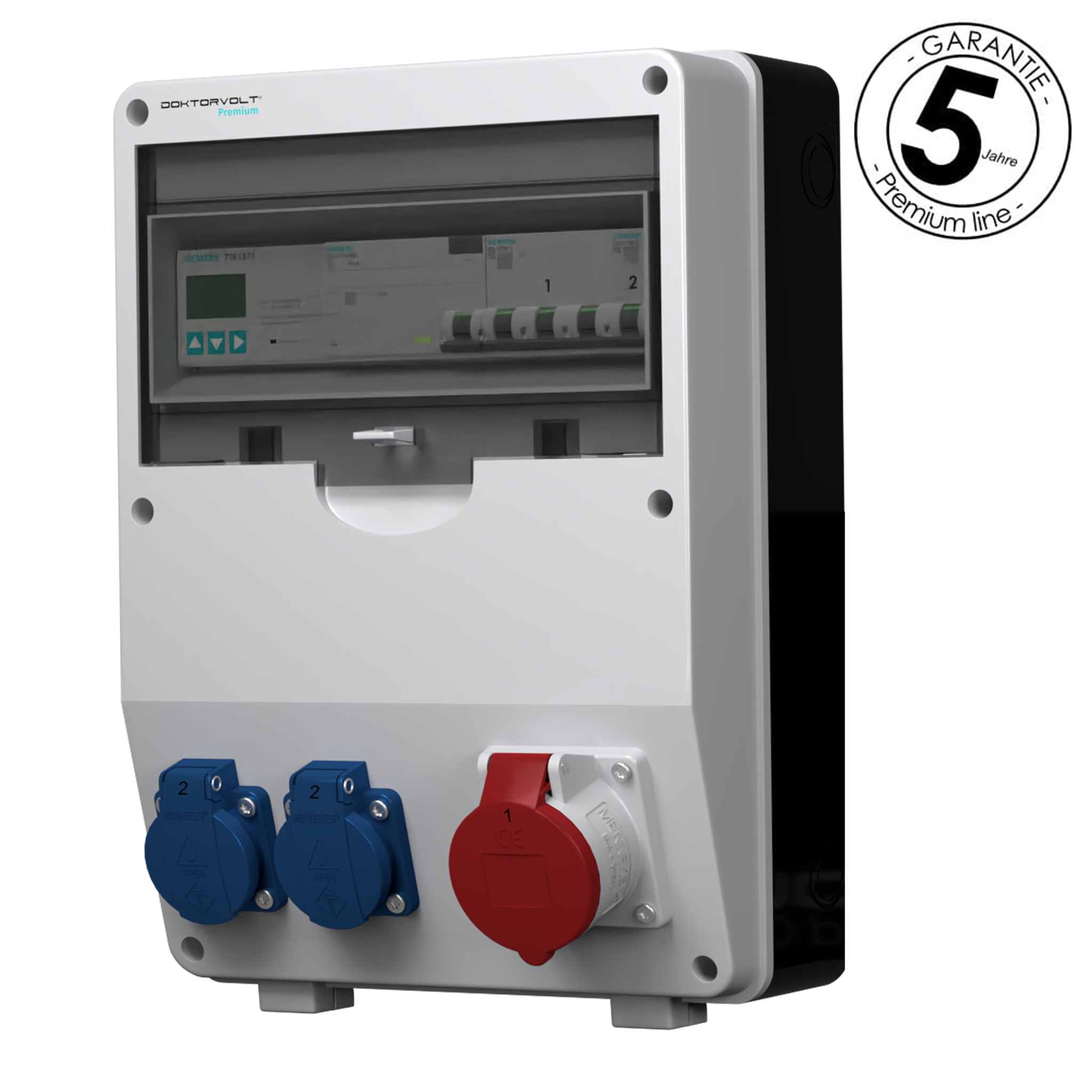 Rozdzielnica budowlana z licznikiem 3F Siemens pTD-S/FI 16A 2x230V gniazda Mennekes Schuko Doktorvolt 4784