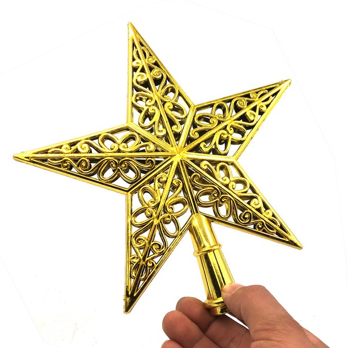 Cime de sapin de Noël, décoration de Noël en forme d'étoile, ornement pour sapin de Noël, 20 cm - 2