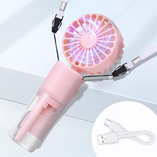 Ventilatore Portatile Pieghevole USB – Mini Ventola A Mano 3 Velocità, Ricaricabile, Rosa E Viola, Per Ufficio E Viaggi