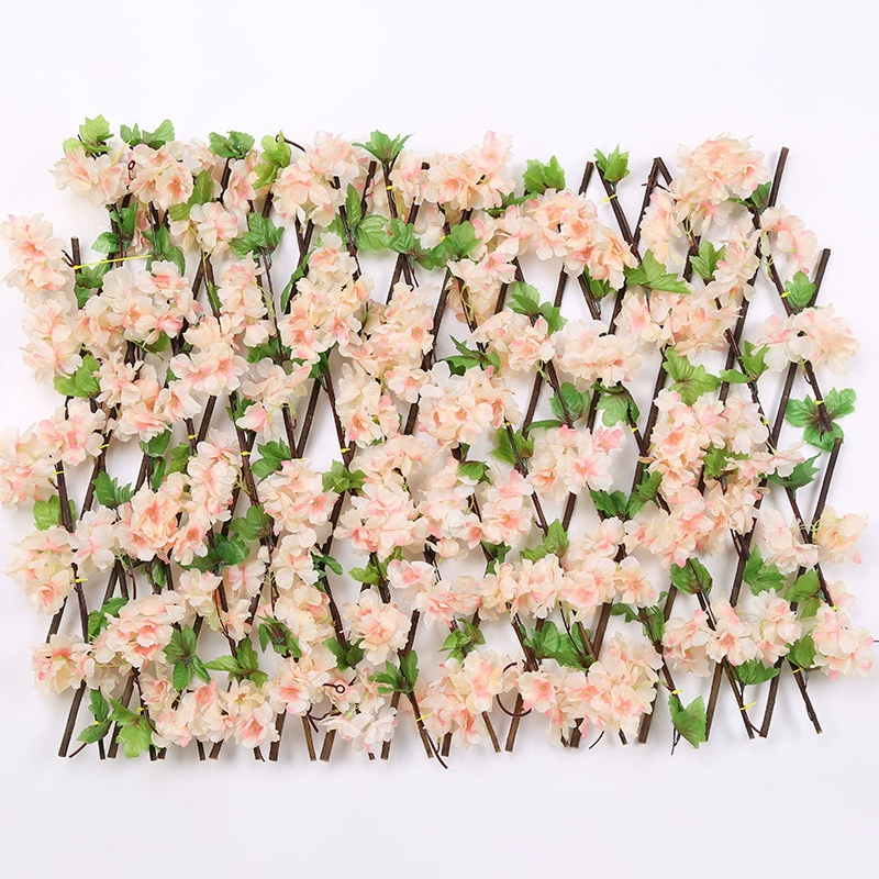 Sztuczny żywopłot z liśćmi i sztucznymi kwiatami do dekoracji ogrodu na zewnątrz Rozciągliwy szer. cm x wys. cm