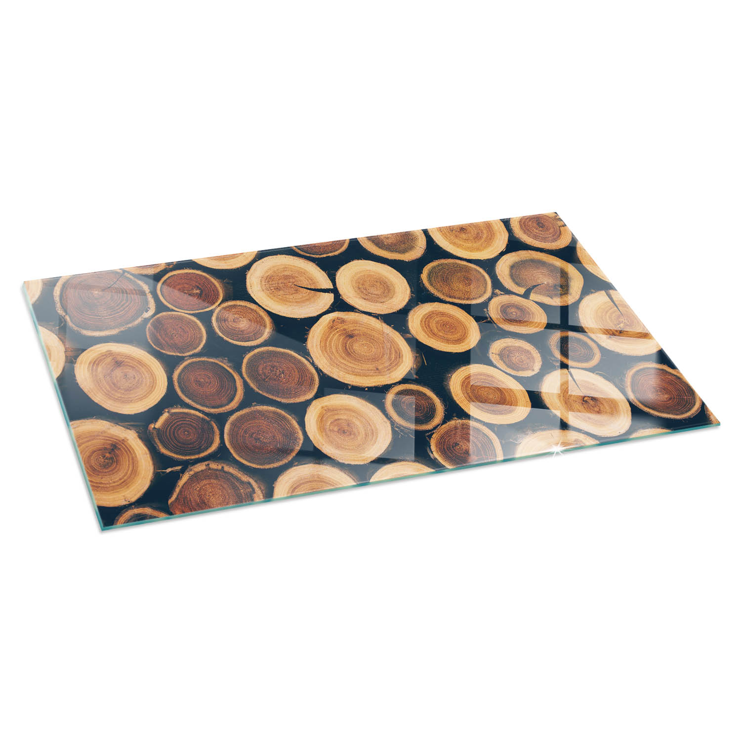 Prostokątna płyta szklana ochronna pod piecyk, kominek - 100x50 cm - Skrzynka z drewnem ściętym - TULUP