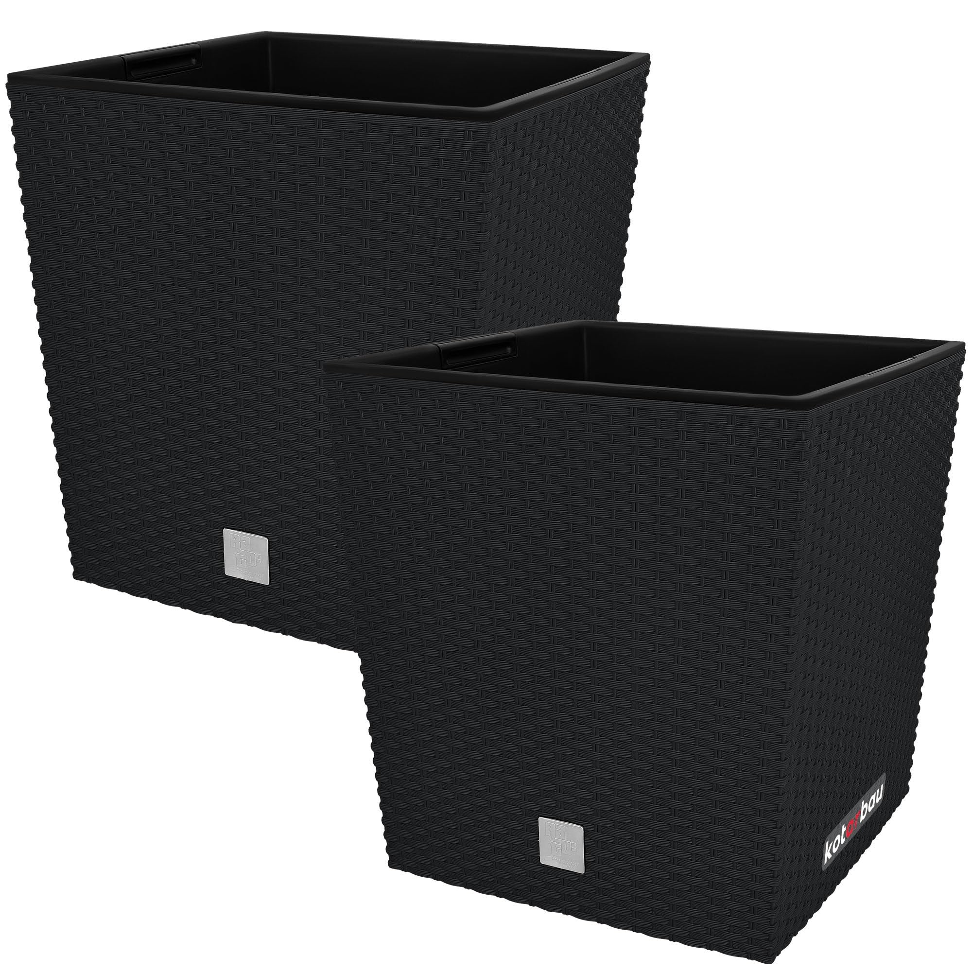 2x donica doniczka 15,8l ogrodowa balkonowa taras kwiaty rattan wkład ogród - KOTARBAU