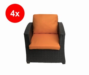 Coussin De Chaise Carré 35x35 Cm Momolaa - Velours Côtelé Lavable, Intérieur/extérieur, Orange
