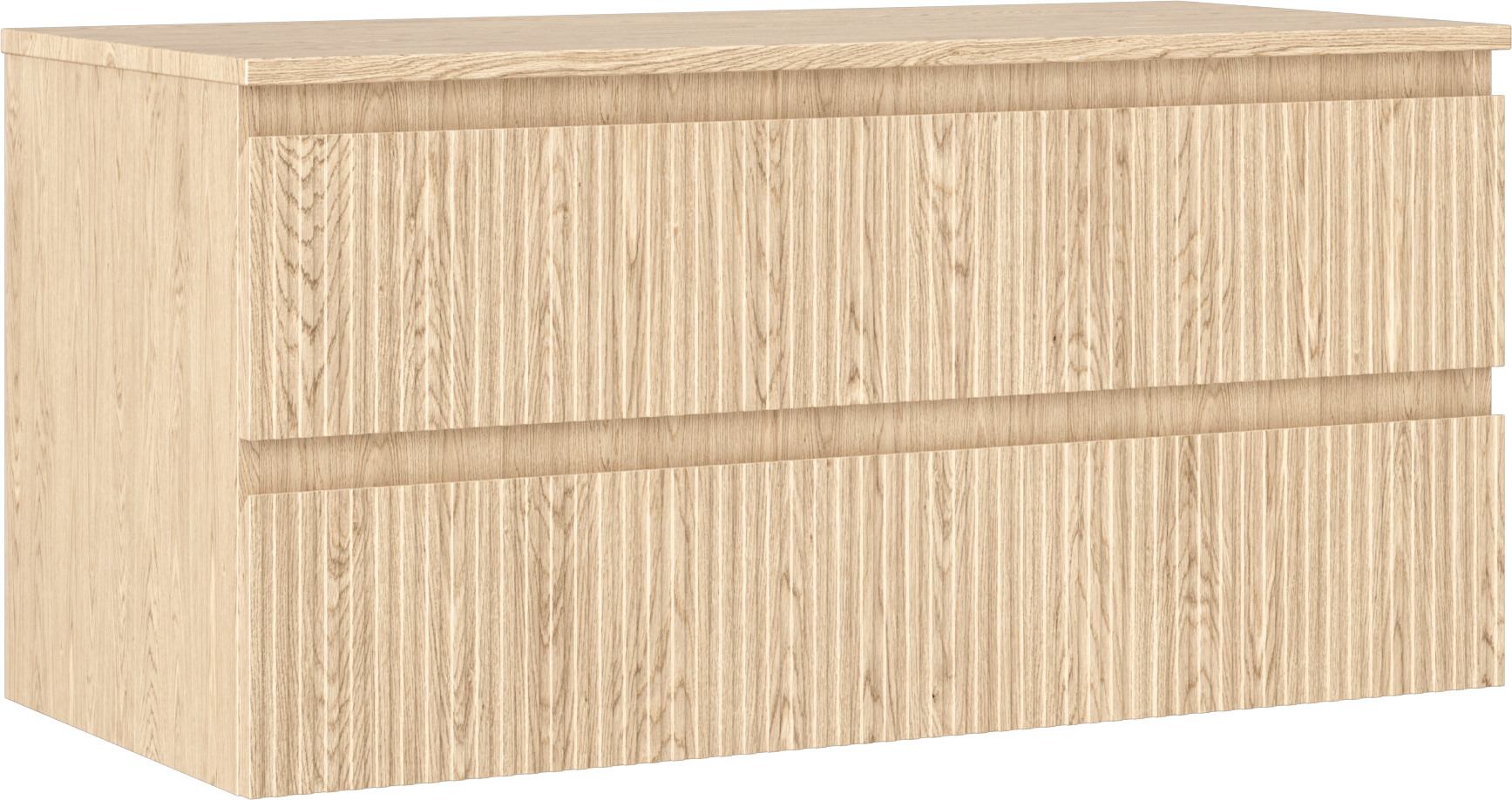 Mexen Rivel szafka łazienkowa podumywalkowa 100 cm z blatem, 2 szuflady, ryflowana , dąb - 91A20-10047-2-BFFC81