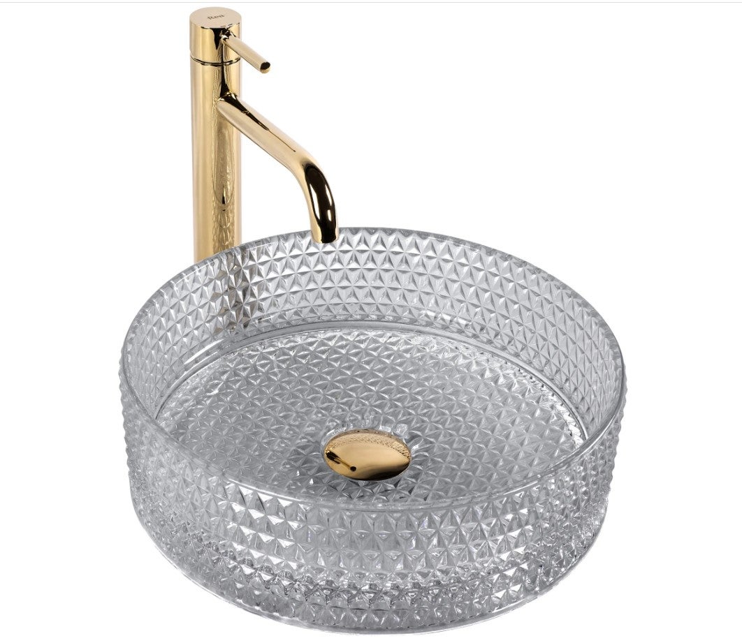 Umywalka Nablatowa Rea Cristal Szary 39 X 39